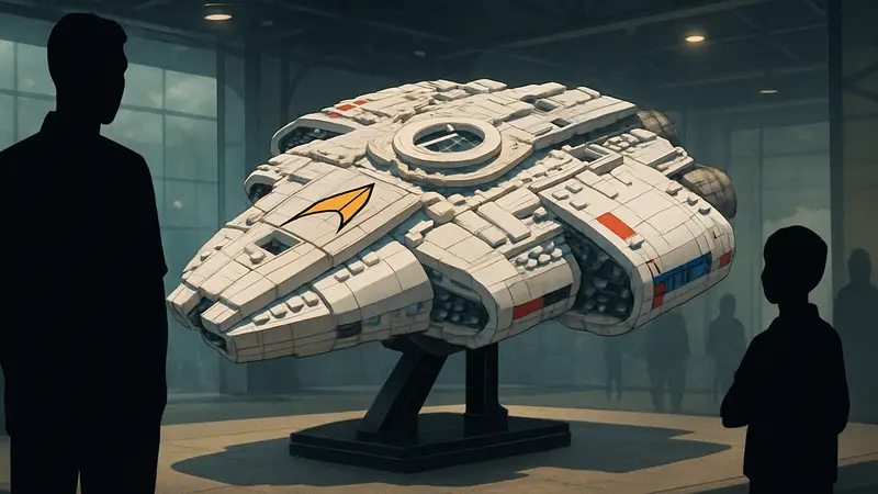 Корабль USS Defiant из Star Trek, собранный из деталей LEGO «Сокол Тысячелетия».