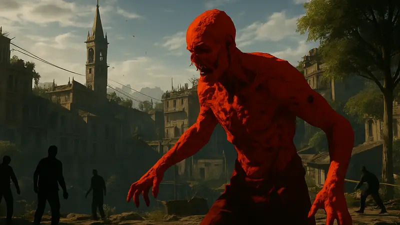 Скриншот из игры Dying Light: The Beast Restored с изображением зомби, патч 1.6.2.