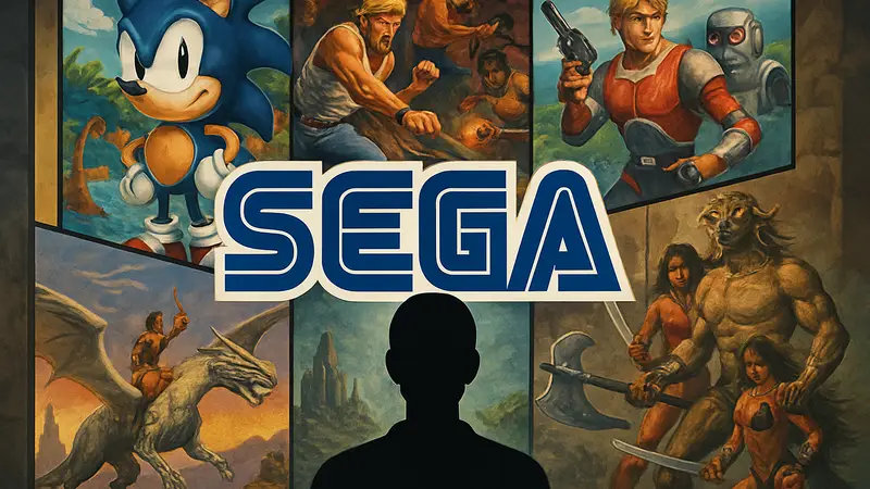 Лучшие игры SEGA: Коллекция обложек культовых игр компании, логотип SEGA