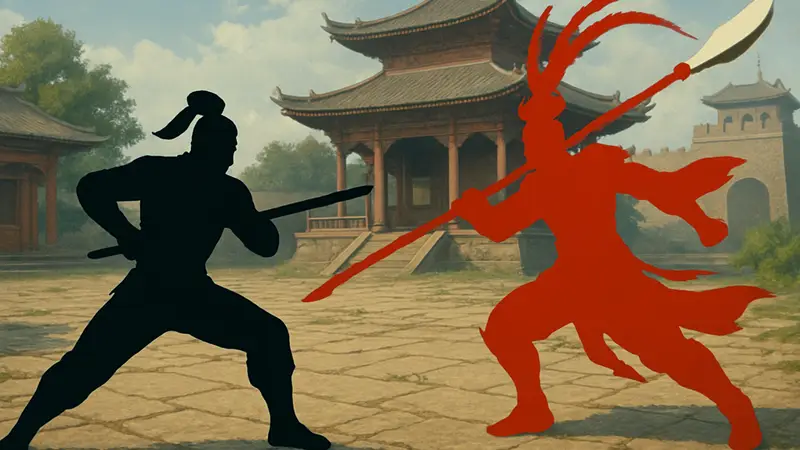 Скриншот из оригинальной Dynasty Warriors 1997 года, показывающий поединок 1v1 с Люй Бу