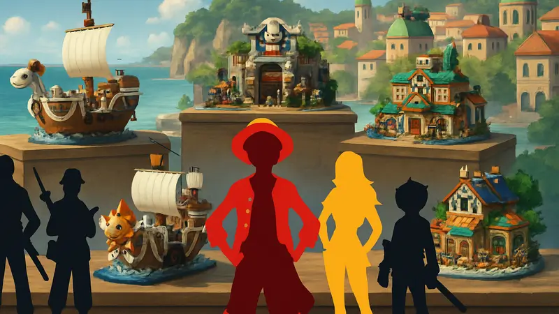 Изображение шести наборов LEGO по аниме One Piece, выпущенных в 2026 году.