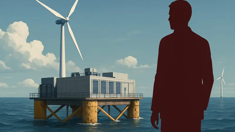 Плавучий дата-центр под ветряной турбиной в море. Инновационные технологии размещения ЦОД.