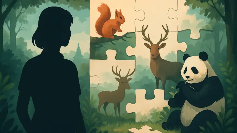 Арт с эл ементами головоломки и животными из Art of Fauna, посвященный дополнению Lost Puzzles Pack.