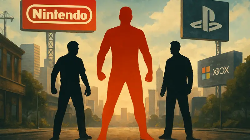 Обложка книги «Атака гигантов. Борьба Nintendo, Sony и Microsoft за внимание игрока» с логотипами компаний.