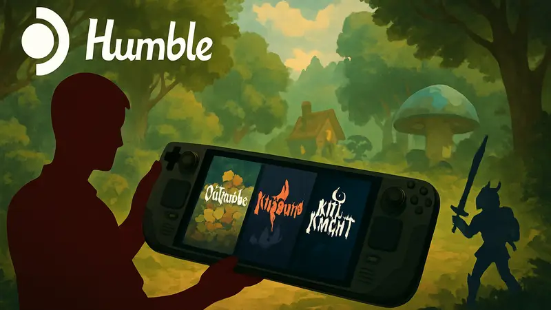 Обложка Humble Bundle с логотипами Steam Deck и игр Oddsparks, Inkbound, Kill Knight.