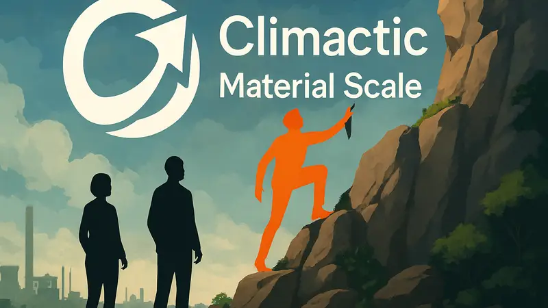 Логотип Climactic и название фонда Material Scale, символизирующие поддержку климатических стартапов.