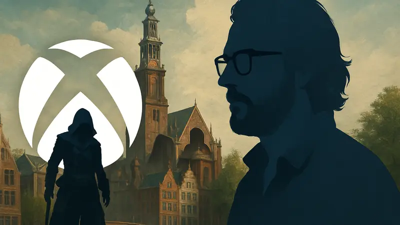 Логотип Xbox на фоне изображения Патриса Дезиле, создателя Assassin's Creed
