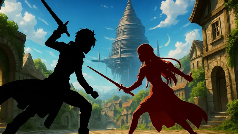 Кадр из игры Echoes of Aincrad: Sword Art Online, демонстрирующий персонажей Кирито и Асуну в боевой сцене на PS5.
