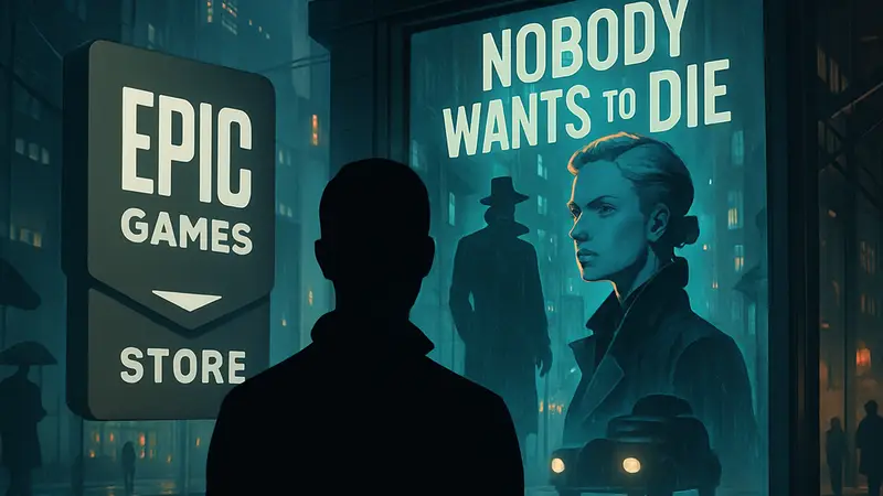 Логотип Epic Games Store с обложками бесплатных игр Nobody Wants to Die