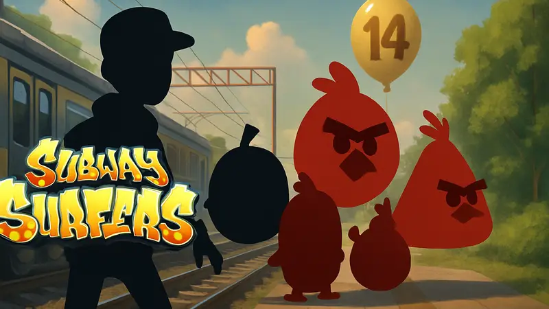 Subway Surfers и Angry Birds: персонажи кроссовера, логотипы игр, юбилейное событие