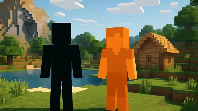 Скриншот Minecraft с персонажами из Java и Bedrock версий