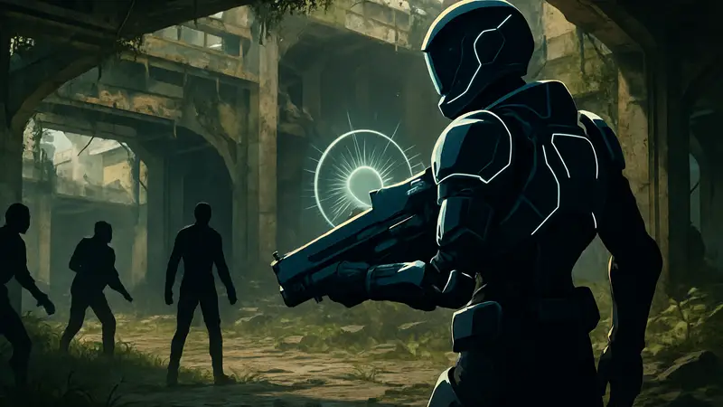 Кадр из кинематографического ролика игры Marathon, демонстрирующий оболочку Recon Shell в действии.