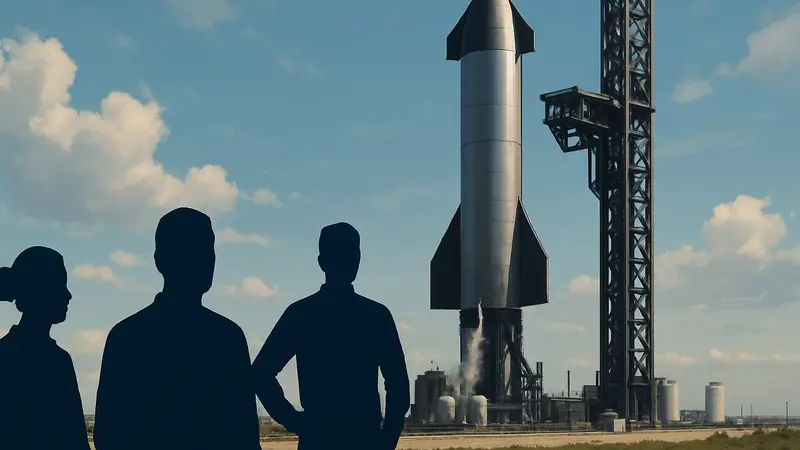 Ракета SpaceX Starship V3 на стартовой площадке перед запуском