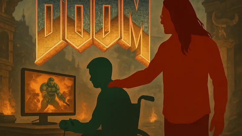 Логотип Doom и Джон Ромеро, поддержка фанатов в игровом сообществе