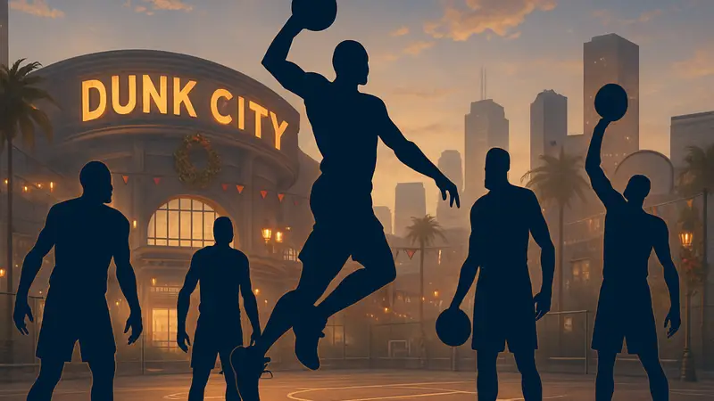 Скриншот из игры Dunk City Dynasty, с изображением баскетболистов NBA.