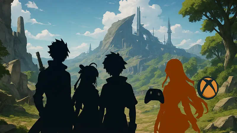 Арт из игры Wuthering Waves, демонстрирующий аниме-стилистику и персонажей.