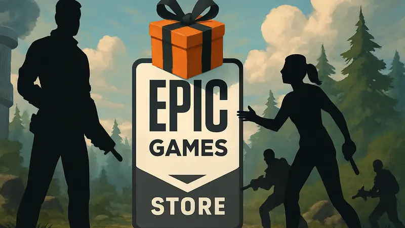 Логотип Epic Games Store с подарком или изображением бесплатной игры