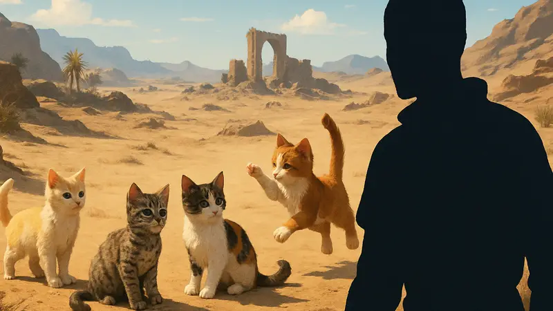 Милые котята, играющие в пустыне Crimson Desert, ждут приручения игроками.