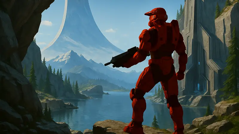 Игрок в Halo: Campaign Evolved на уровне, демонстрирующий убранную возможность выхода за пределы карты