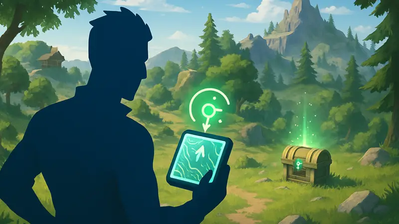 Игрок Fortnite использует Sprite Locator для поиска скрытых сундуков на карте.