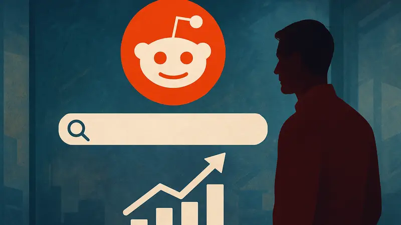 Изображение логотипа Reddit с поисковой строкой или графиком роста использования