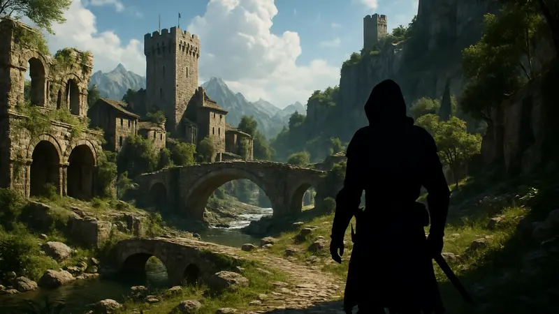 Кадр из игры Crimson Desert с улучшенной графикой, демонстрирующий детали окружения на PS5.