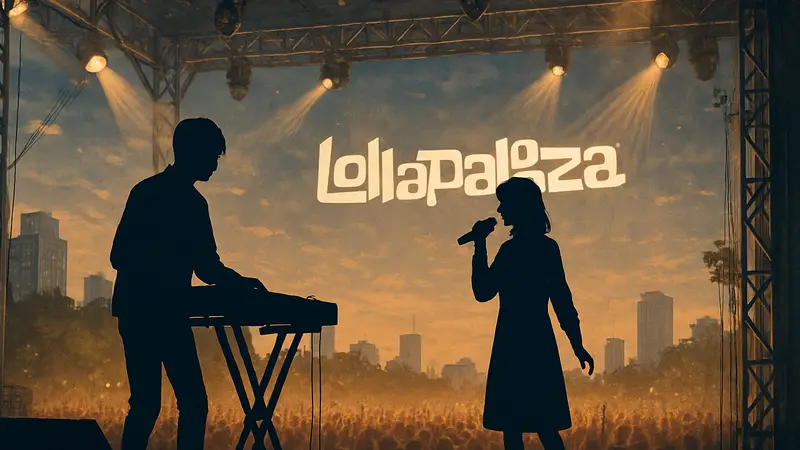 Музыкальный дуэт Yoasobi выступает на сцене Lollapalooza