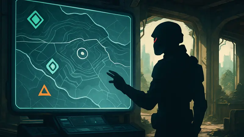 Интерфейс отслеживания предметов в игре Marathon, карта с метками