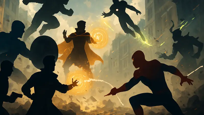 Герои Marvel из разных RPG-игр, сражающиеся с врагами и использующие способности