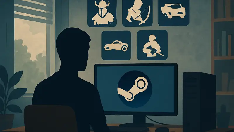 Логотип Steam и значки бесплатных игр на ПК.