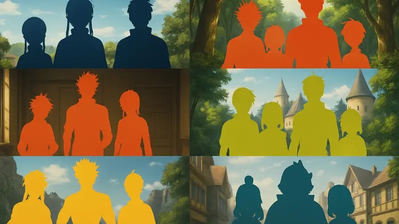 Изображение различных аниме-трио, включая Фрирен, Ферн и Штарка