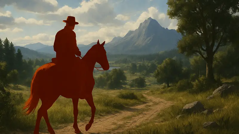 Артур Морган на коне в открытом мире Red Dead Redemption 2, демонстрируя медленный геймплей.