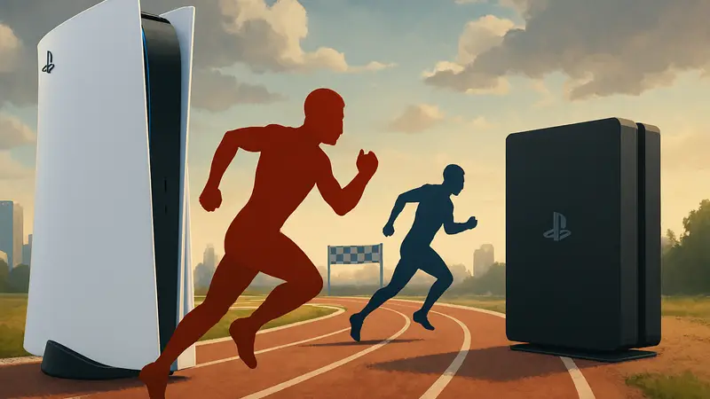 Изображение консолей PlayStation 5 и PlayStation 4, символизирующие гонку продаж и ценовую конкуренцию
