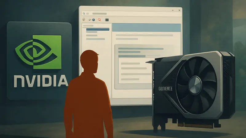 Логотип Nvidia, скриншот Панели управления Nvidia, графическая карта GeForce