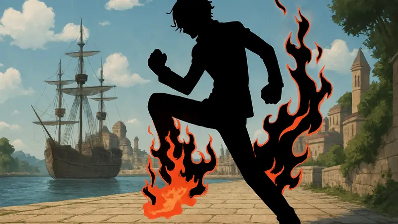 Санджи из One Piece активирует новую огненную силу Черного Пламени.