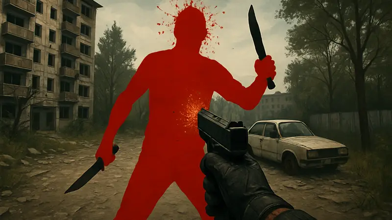 Скриншот из игры Better Than Dead, отображающий жестокую сцену от первого лица в стиле body-cam.