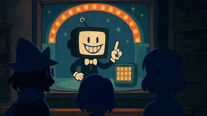 Изображение персонажей Deltarune Глава 3 на фоне телевизора, посвященное игровому шоу Тенны