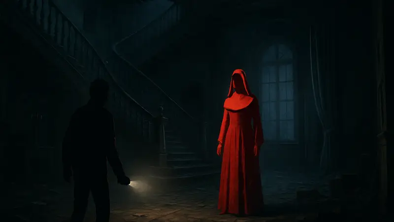 Кадр из трейлера хоррора Remothered: Red Nun's Legacy с жуткой атмосферой