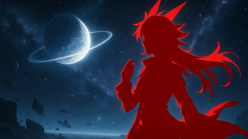 Изображение Серебряного Волка в новой форме из Honkai: Star Rail 4.2 на фоне космического пейзажа