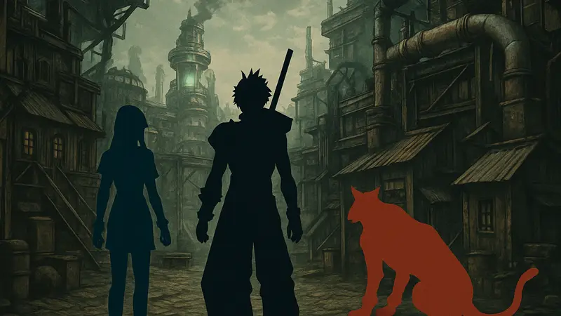 Кадр из Final Fantasy VII с главными героями, демонстрирующий классические игровые механики, актуальные сегодня.