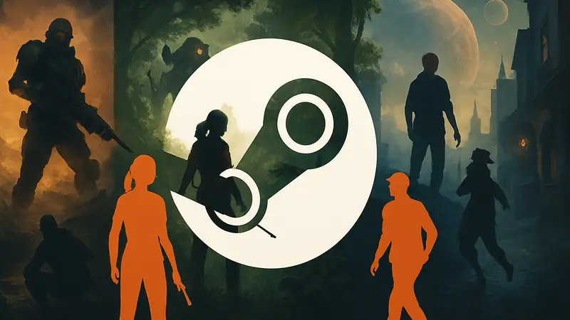 Логотип Steam на фоне игровых сцен, символизирующий новые релизы игр в мае 2026 года.