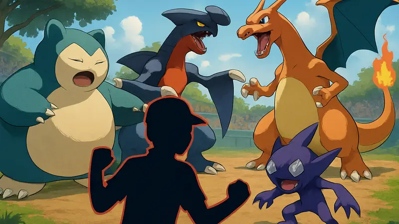 Изображение нескольких покемонов, демонстрирующих игровую сложность и битвы