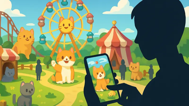 Cat Theme Park Cute Tycoon: котики в парке развлечений, геймплей мобильной игры