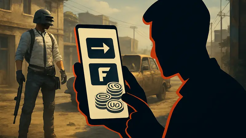 Игрок PUBG Mobile пополняет баланс UC через смартфон в 2026 году, используя сервис PressF.com.