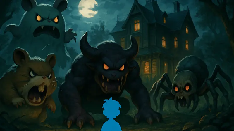 Яркий скриншот из игры Holy Horror Mansion, демонстрирующий монстров и детализированный мир.