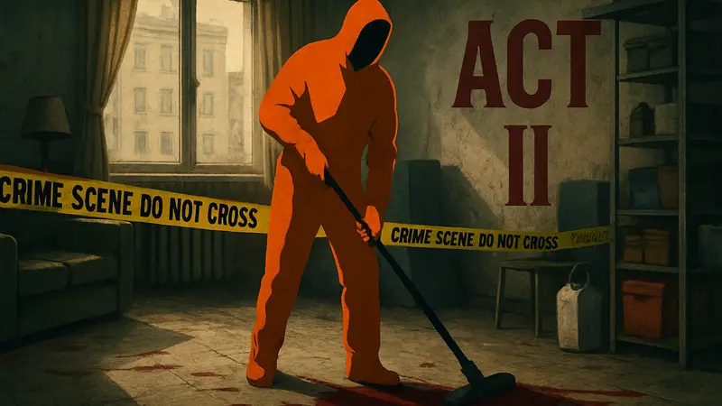 Прохождение игры Crime Scene Cleaner, главный герой чистит место преступления, анонс Акта 2.