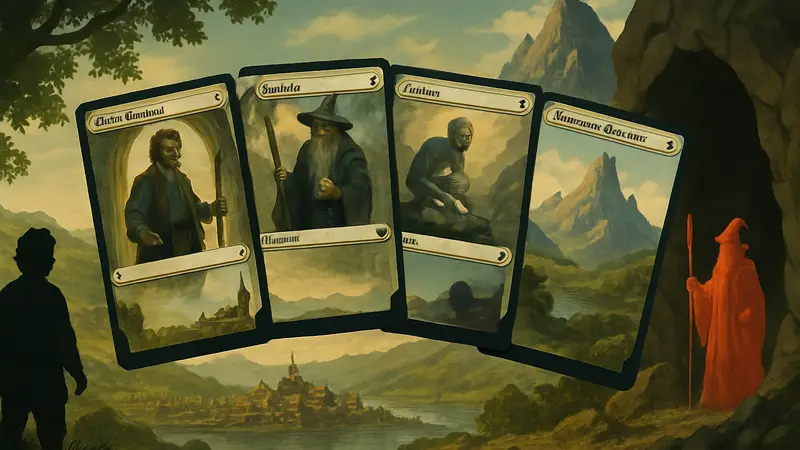 Карты Magic: The Gathering с изображениями персонажей и локаций из "Хоббита", набор Universes Beyond
