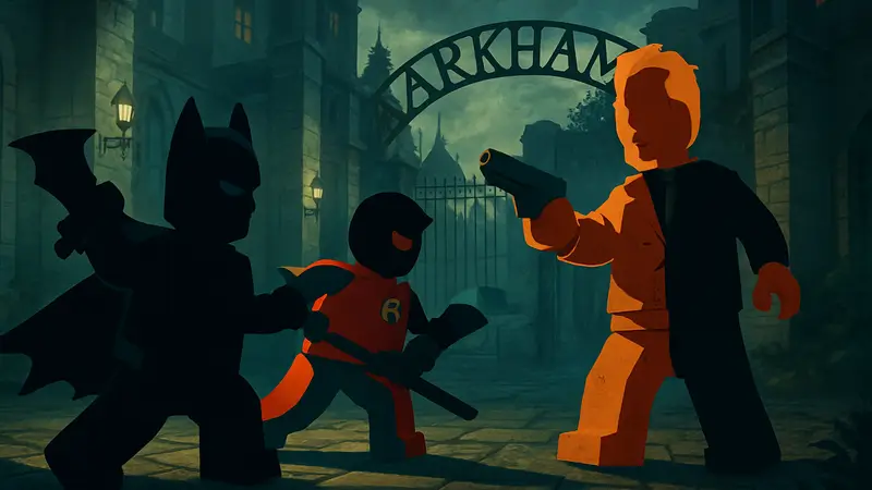 LEGO Бэтмен и Робин в игре Legacy of the Dark Knight сражаются с Двуликим
