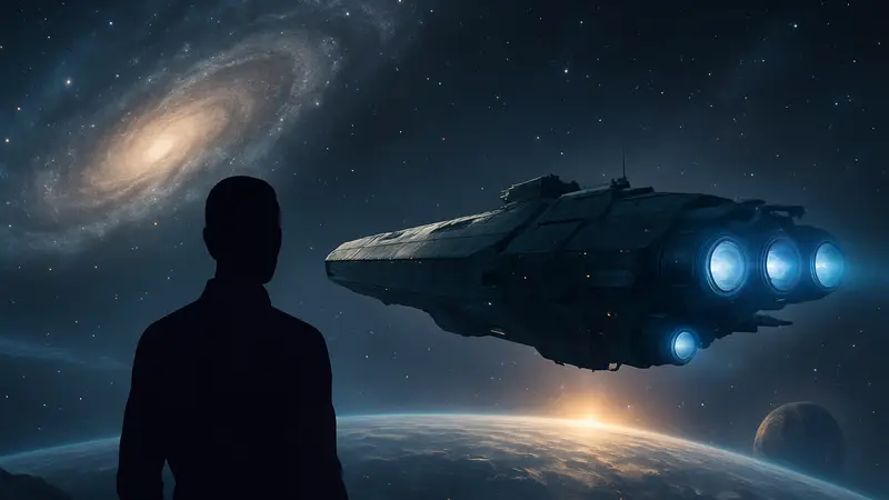 Космический корабль бороздит просторы галактики в игре Stellaris, демонстрируя масштаб 4X-стратегии.