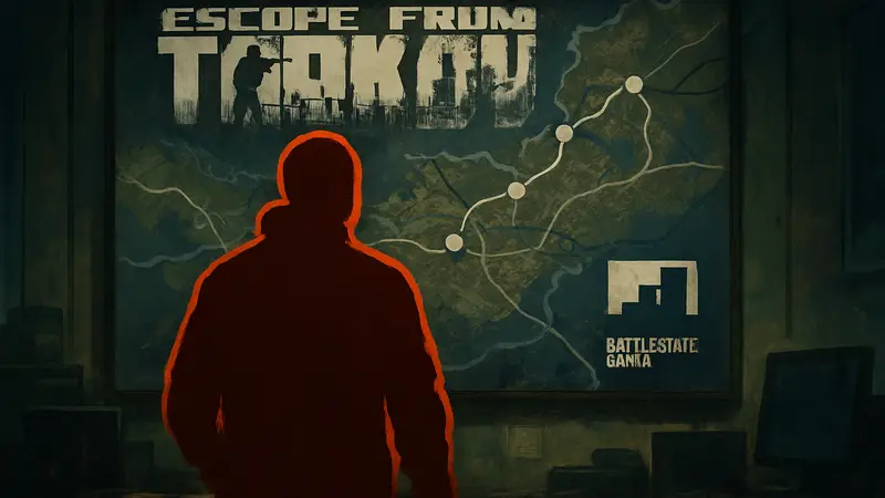 Карта с планами развития игры Escape From Tarkov на 2026 год, логотип Battlestate Games